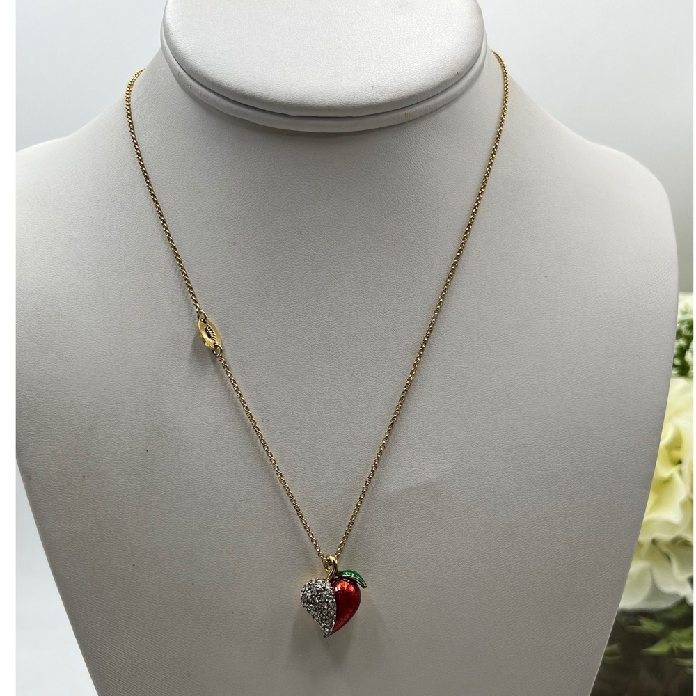 Juicy Couture Apple Heart Necklace Chain Rare Designer Gold Tone Designer Y2K